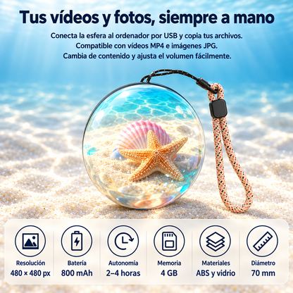 Bola de cristal con tus propios vídeos 3D